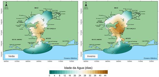 Animação da idade da água na Baía de Guanabara